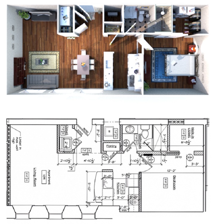 Informative Picture of 1 Bedroom 1 Bath (Every Floor Plan Is Unique)  