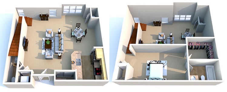 Informative Picture of 1 Bedroom/1.5 Bathroom 2-Story Loft 