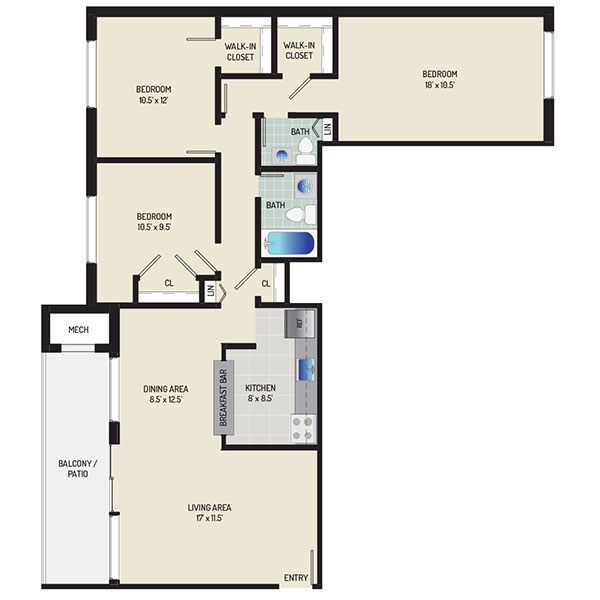 Informative Picture of 3 Bedrooms + 1.5 Baths