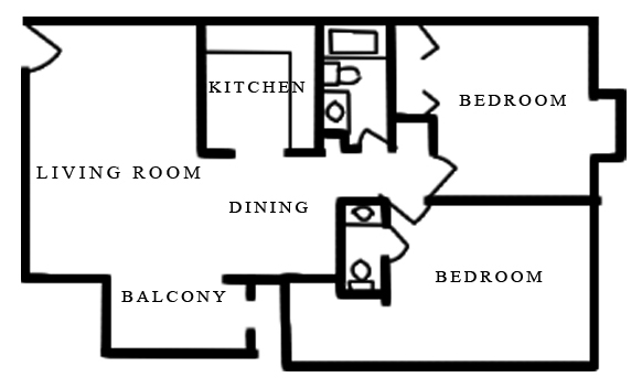 Informative Picture of 2 Bed 1.5 Bath A