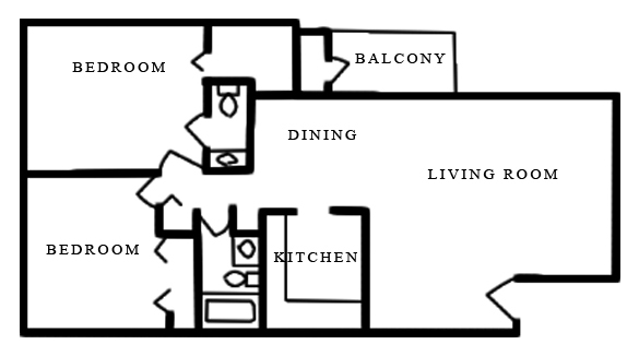 Informative Picture of 2 Bed 1.5 Bath B