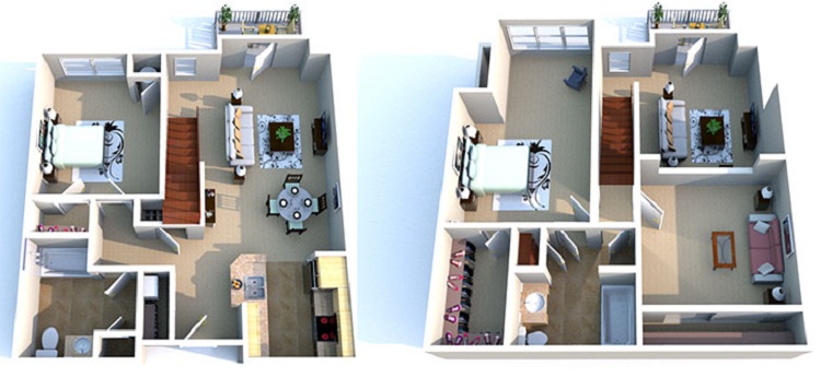 Informative Picture of 2 Bedroom/2 Bathroom 2 Story-Loft