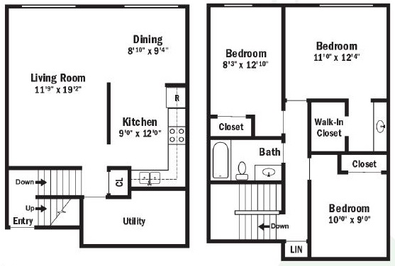 Informative Picture of 3 Bedroom Split Level Townhouse