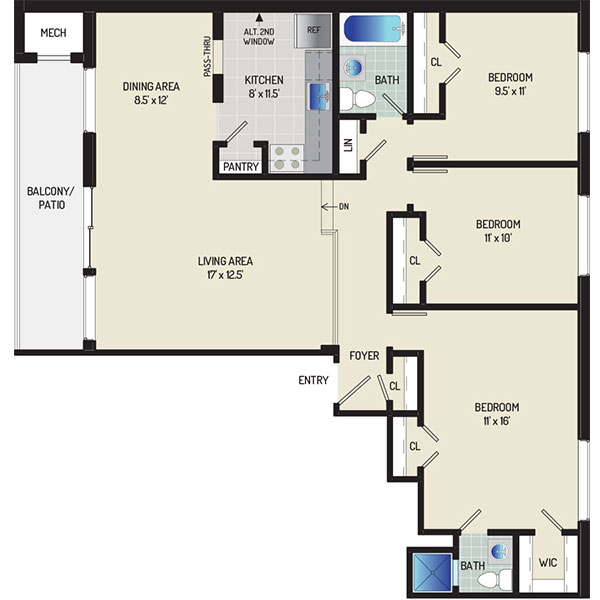 Informative Picture of 3 Bedrooms + 2 Baths