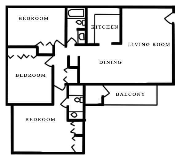 Informative Picture of 3 Bed 2 Bath A