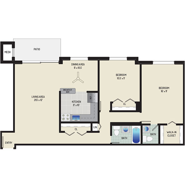 Informative Picture of 2 Bedrooms + 1.5 Baths