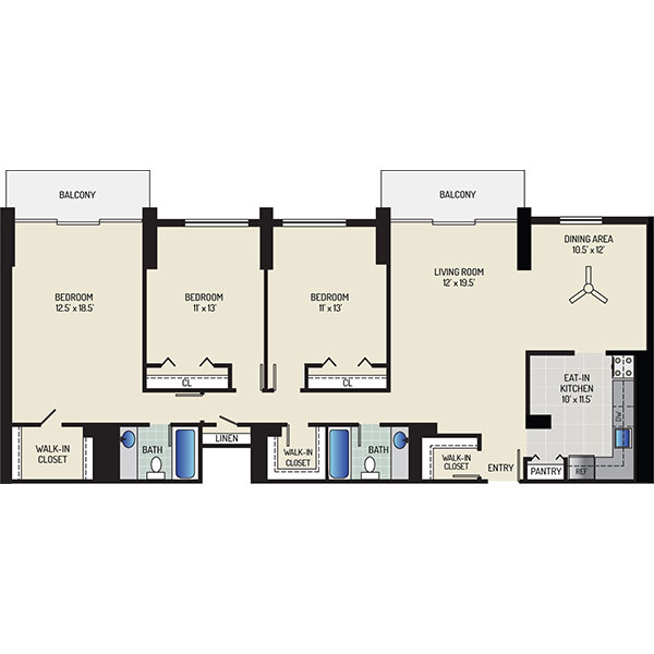 Informative Picture of 3 Bedrooms + 2 Baths