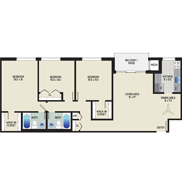 Informative Picture of 3 Bedrooms + 2 Baths