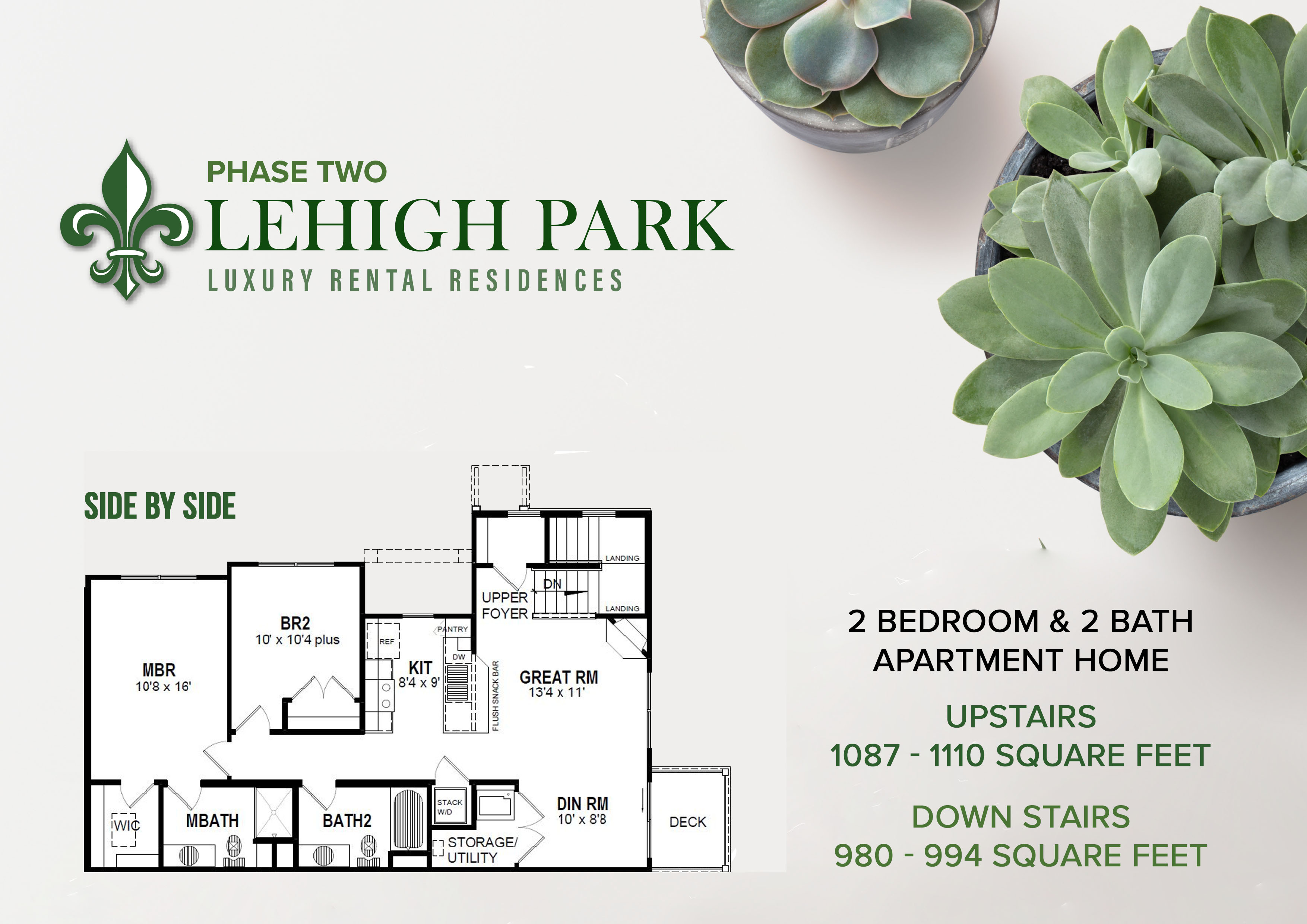 Informative Picture of (Phase Two) 2 Bedroom & 2 Bath Apartment Home (Side By Side)