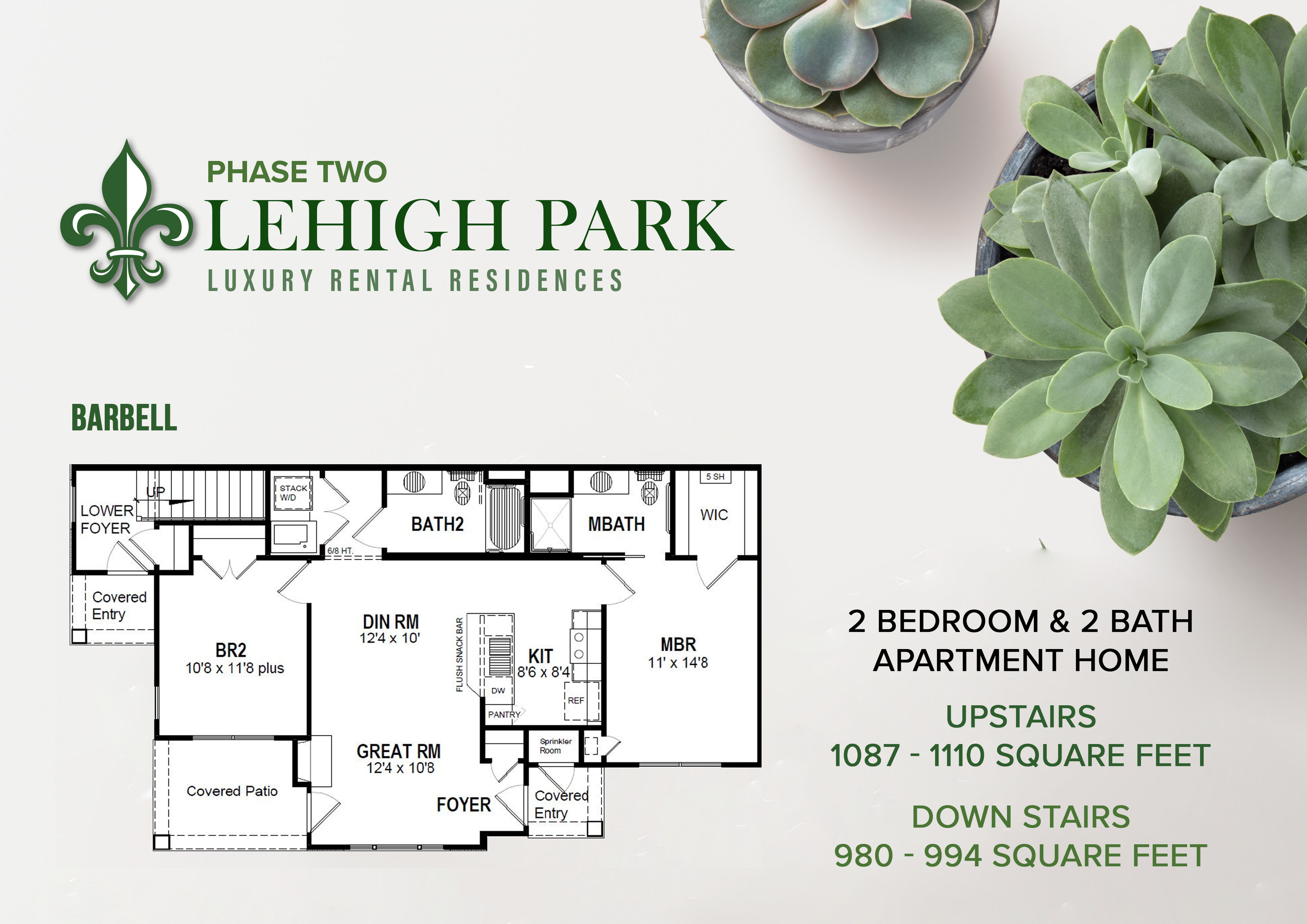 Informative Picture of (Phase Two) 2 Bedroom & 2 Bath Apartment Home (barbell)